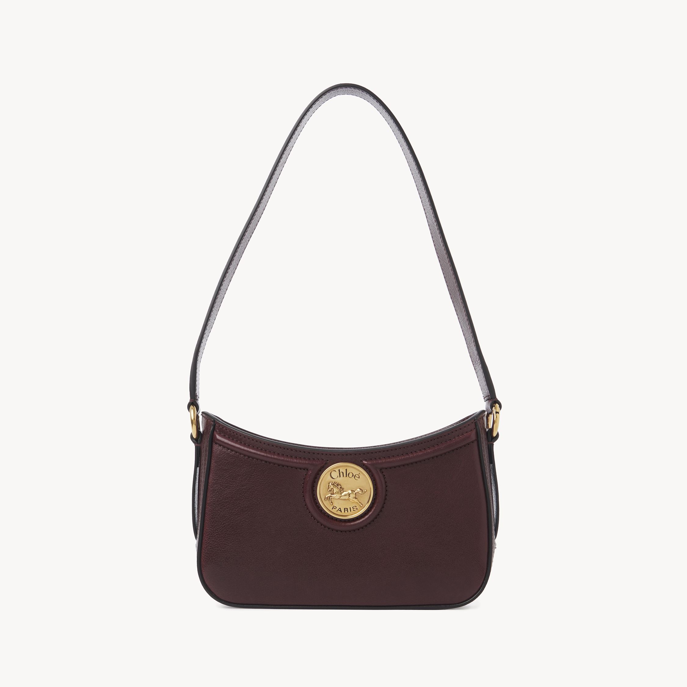 Chloé Horse Medal Shoulder Bag In Grained Leather Red Size Onesize Bubalus Bubalis, Farmed, Coo Italy