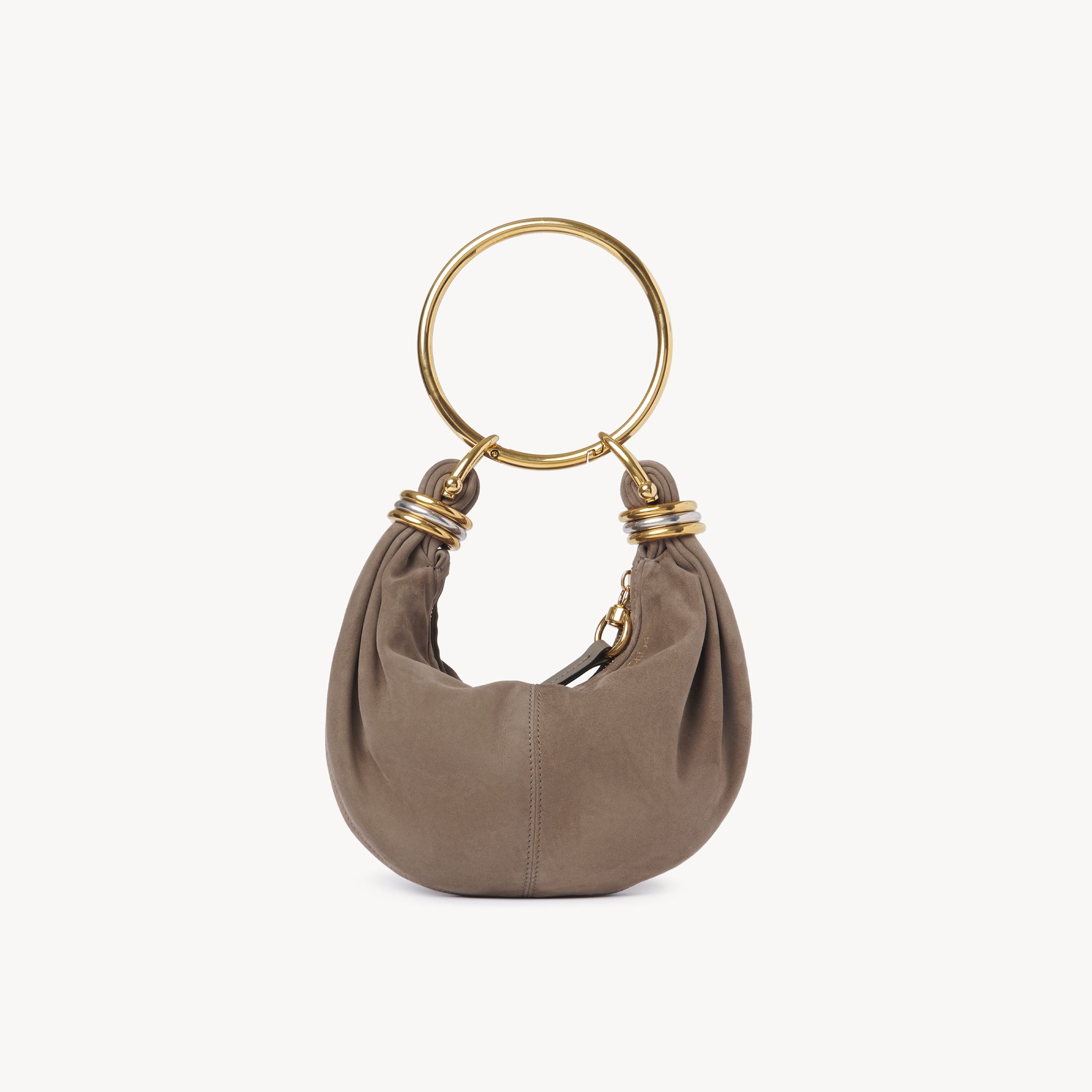 Chloé Mini Bracelet Hobo Bag In Suede Leather Grey Size Onesize 100% Goatskin, Calf-skin Leather In Gray