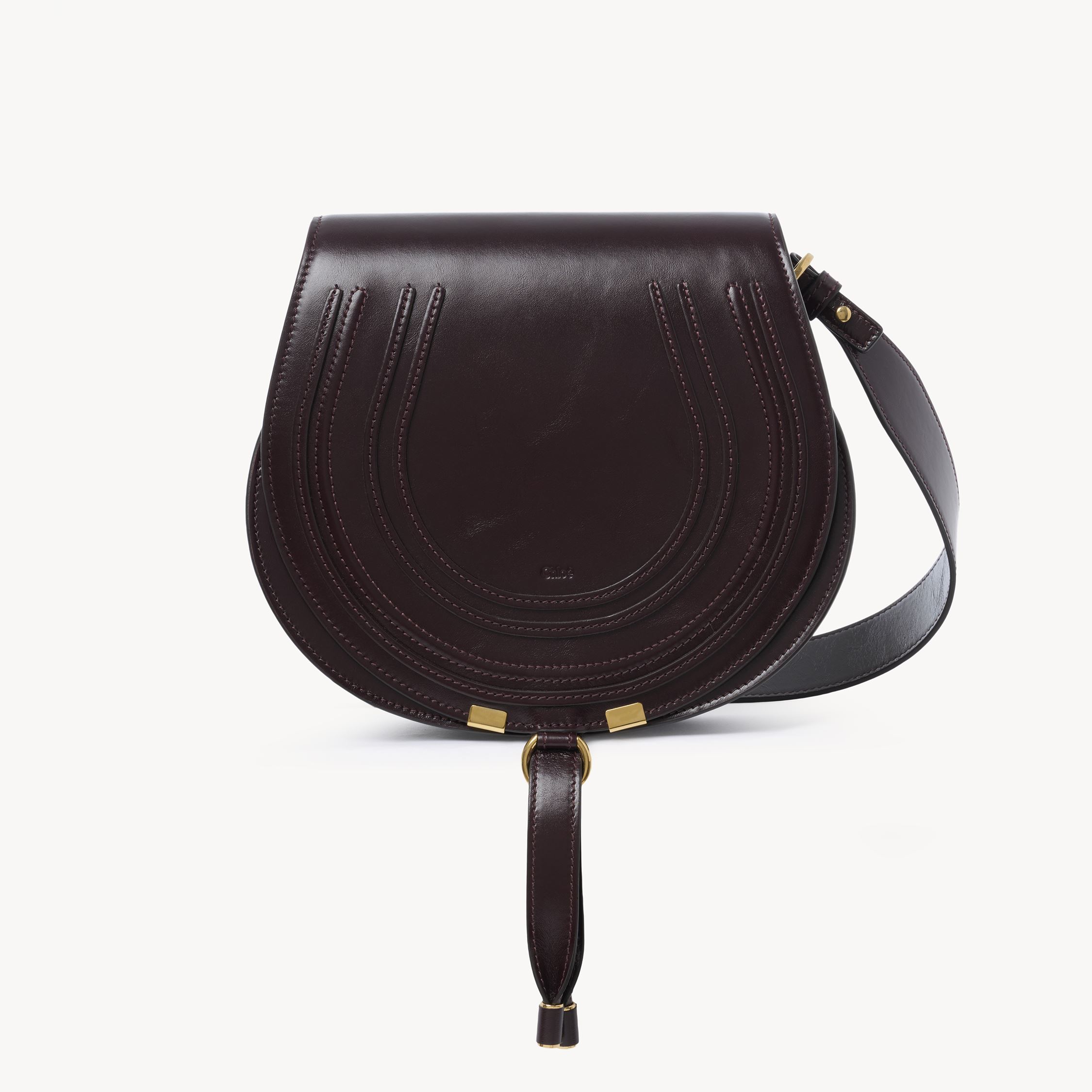 Chloé Marcie Saddle Bag In Shiny Leather Red Size Onesize 100% Calf-skin Leather In Red