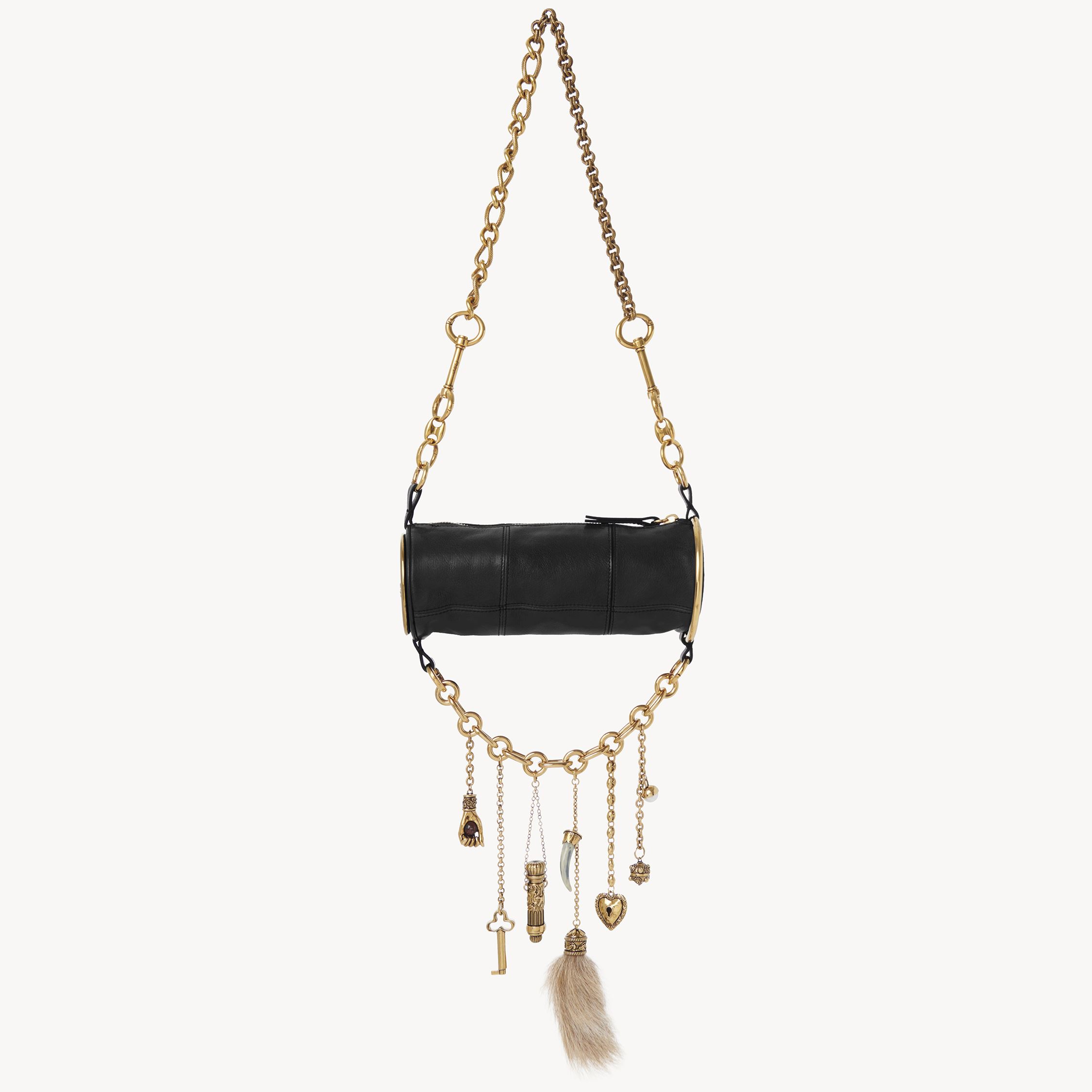 Chloé Château Treasures Shoulder Bag In Grained Leather Black Size Onesize 100% Bubalus Bubalis, Farmed, C In Black