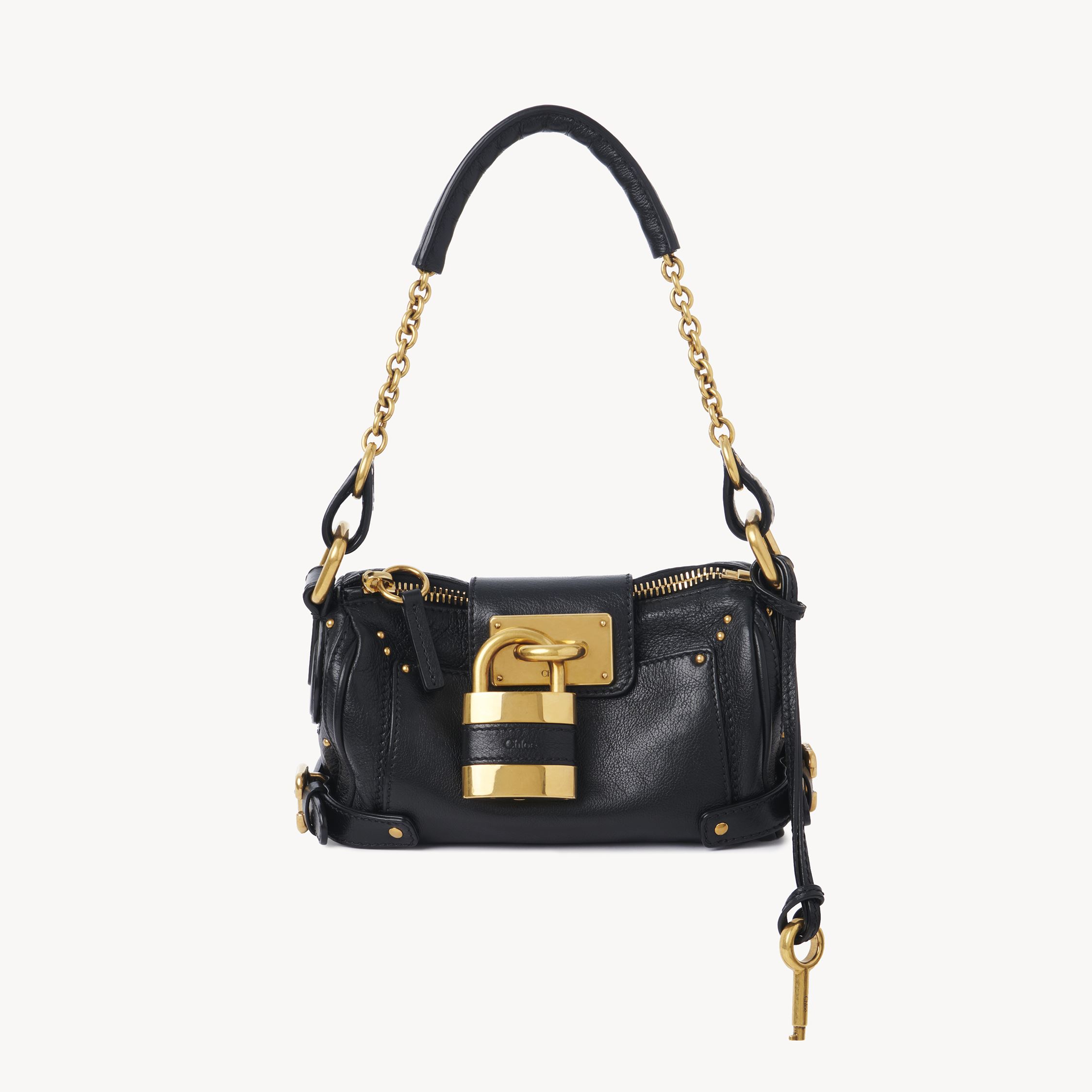 Chloé Small Paddington Chain Bag In Grained Leather Black Size Onesize 100% Bubalus Bubalis, Farmed, Coo I In Black