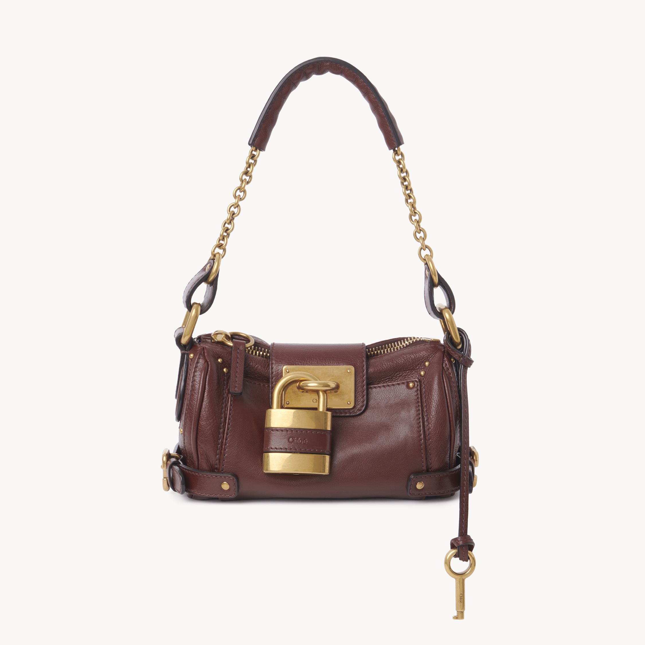 Chloé Small Paddington Chain Bag In Grained Leather Brown Size Onesize 100% Bubalus Bubalis, Farmed, Coo I In Brown