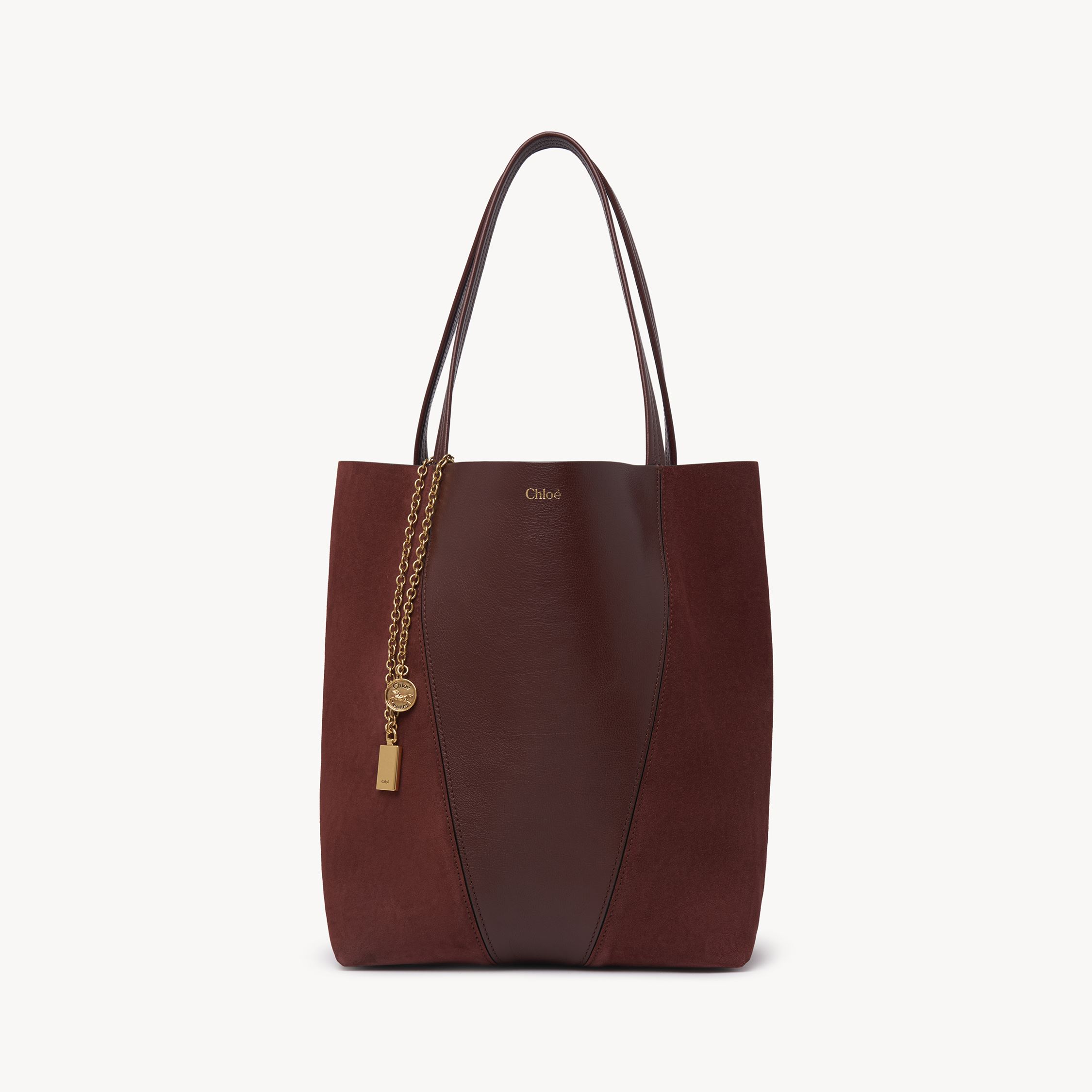 Chloé Spin Tote Bag In Grained & Suede Leather Brown Size Onesize 100% Bubalus Bubalis, Farmed, Coo