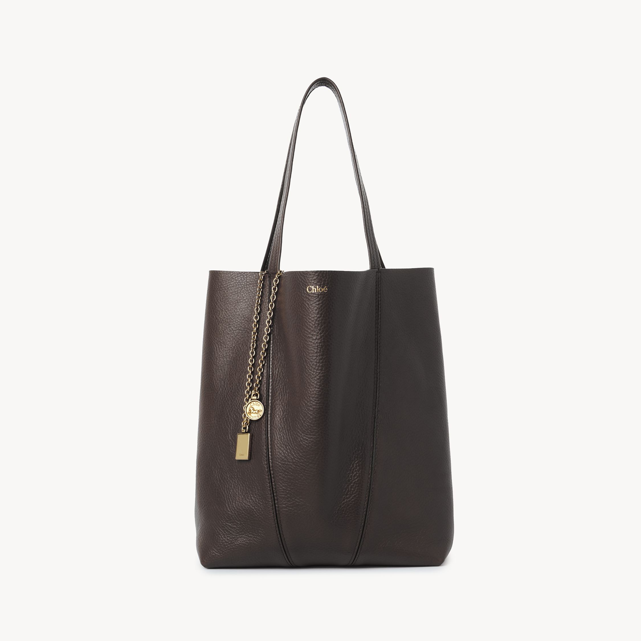 Chloé Spin Tote Bag In Grained Leather Brown Size Onesize 100% Bovine Leather In Brown