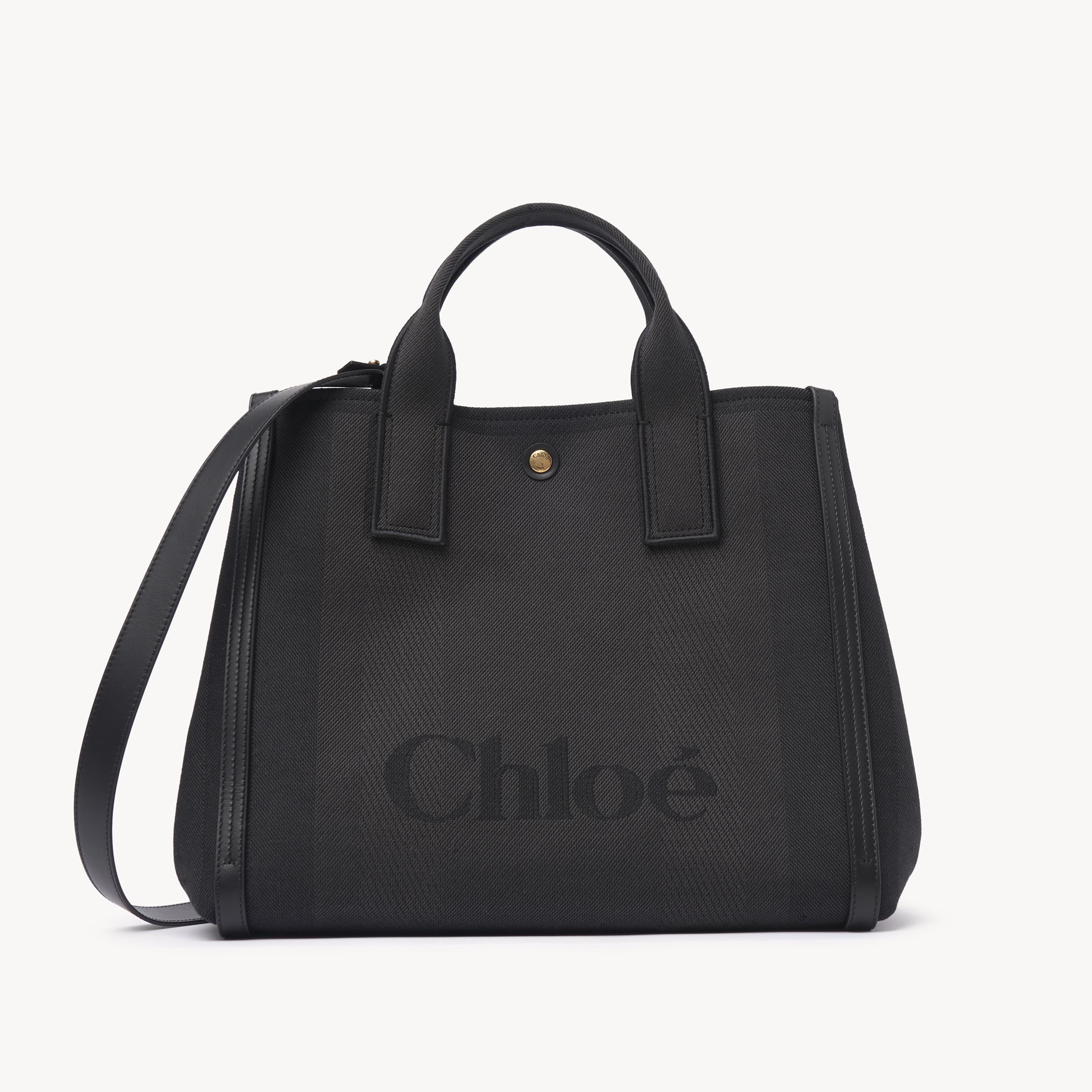 Chloé Carry Tote Bag In Canvas Black Size Onesize 100% Cotton