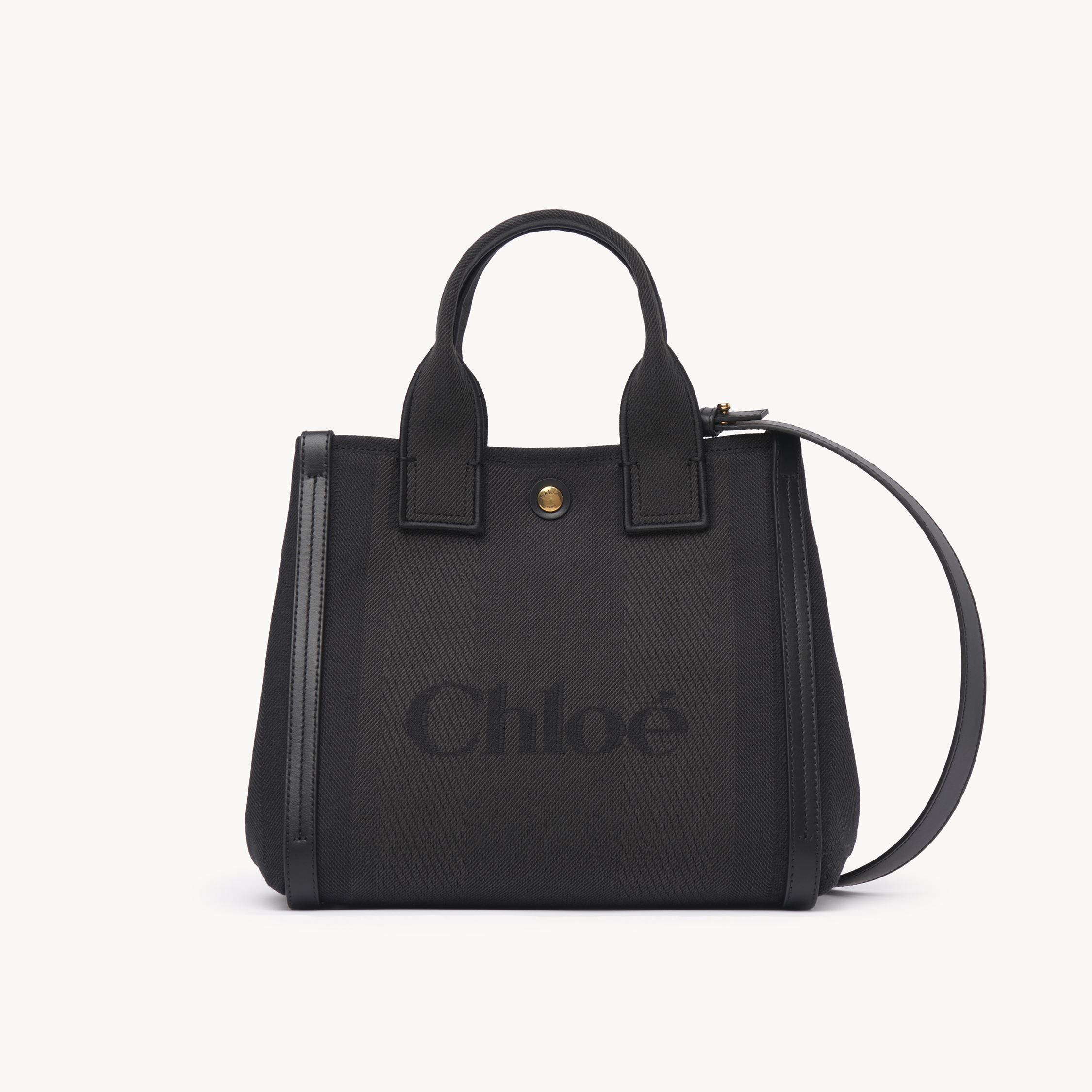 Chloé Small  Carry Tote Bag In Canvas Black Size Onesize 100% Cotton