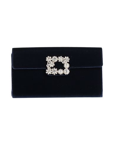 Roger Vivier Velvet Clutch W/embellished Buckle In Blue