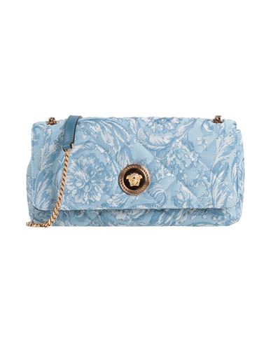 Versace Woman Cross-body Bag Light Blue Size - Polyamide, Cotton, Polyester, Calfskin In Blue