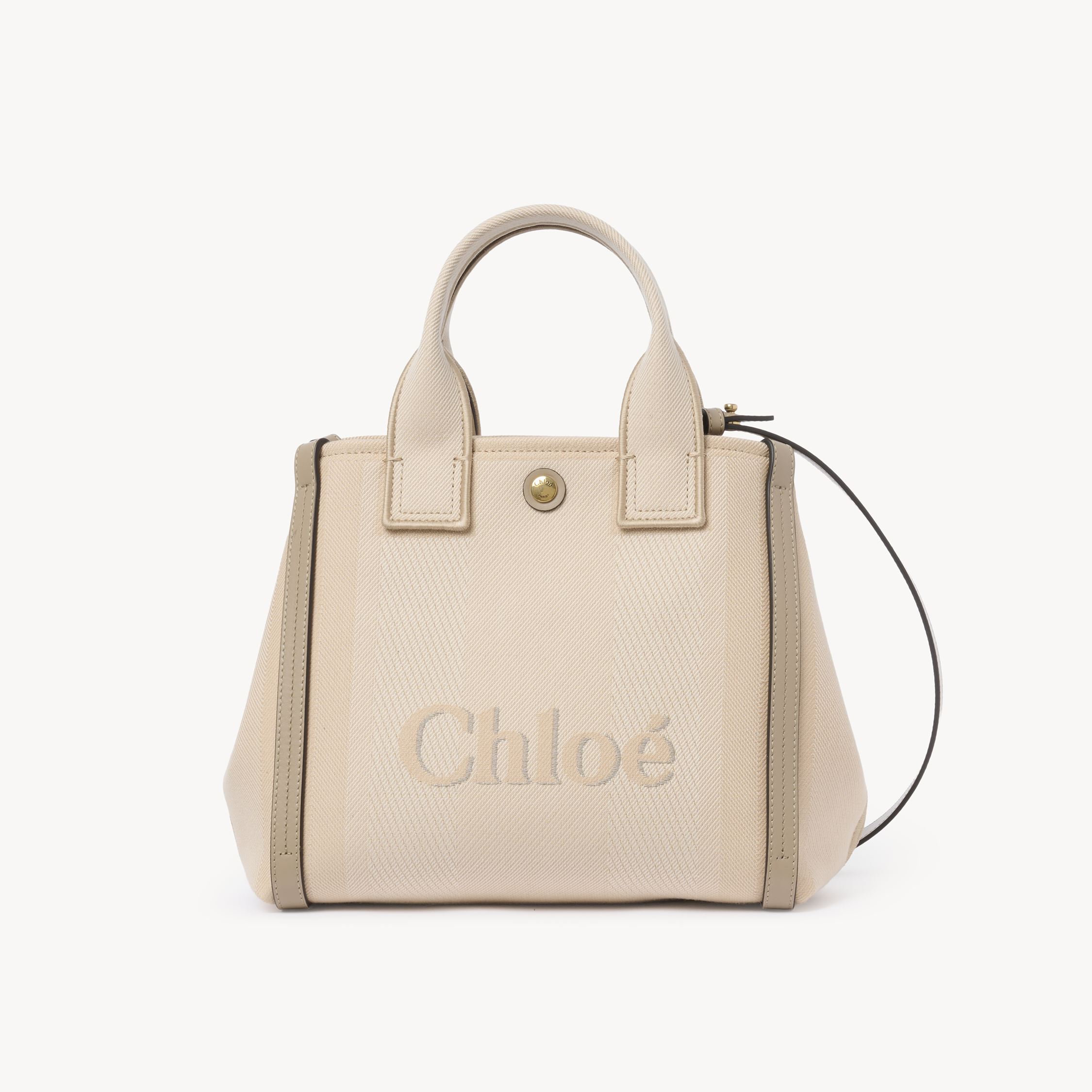 Chloé Small  Carry Tote Bag In Canvas Beige Size Onesize 91% Cotton, 6% Polyester, 3% Textile Fibers In Sand