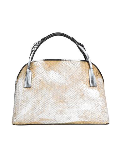 Maison Margiela Woman Handbag Beige Size - Straw, Cow Leather In Sand