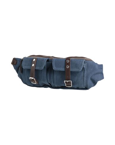 The Bridge Man Belt Bag Blue Size - Leather, Textile Fibers In Blue