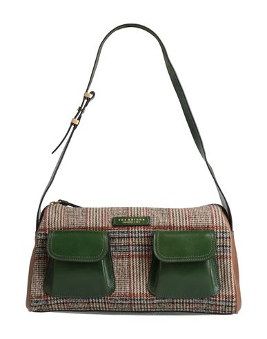 The Bridge Woman Shoulder Bag Sand Size - Cow Leather, Textile Fibers In Sand
