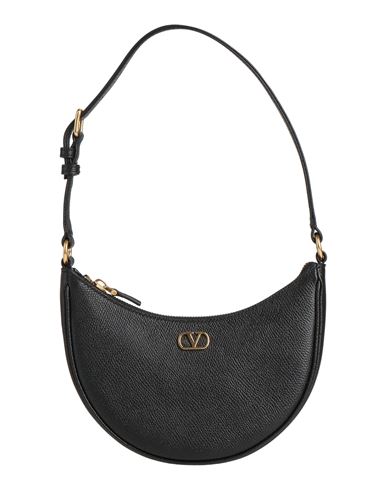 Valentino Half-moon Leather Shoulder Bag With Chain Strap In Black