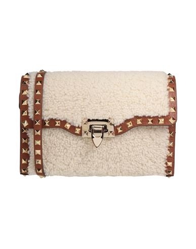 Valentino Garavani Woman Cross-body Bag Ivory Size - Shearling In White