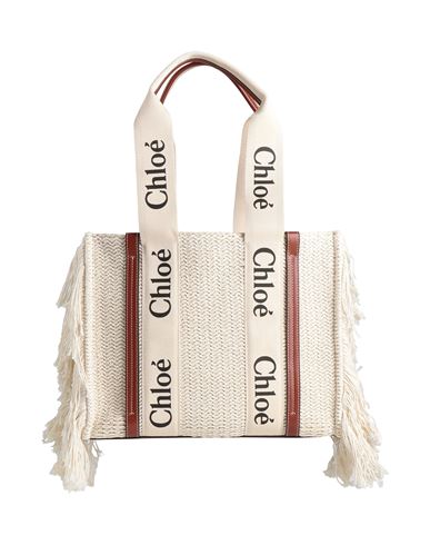 Chloé Woman Shoulder Bag Off White Size - Cotton, Polyester, Calfskin In White