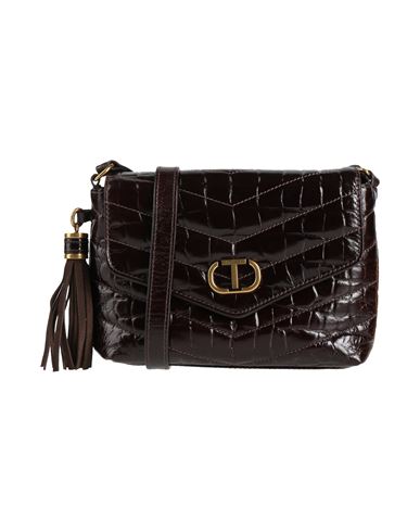 Twinset Woman Cross-body Bag Dark Brown Size - Cow Leather In Brown