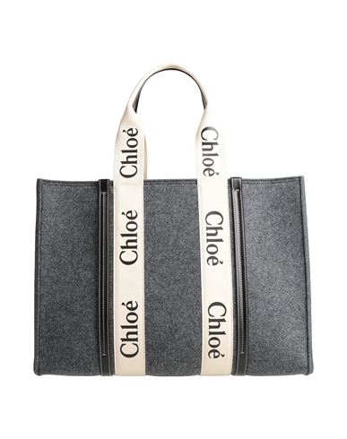 Chloé Woman Handbag Grey Size - Polyester, Calfskin In Gray