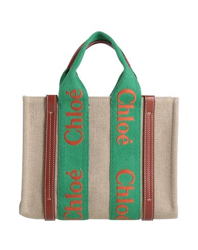 Chloé Woman Handbag Green Size - Linen, Calfskin
