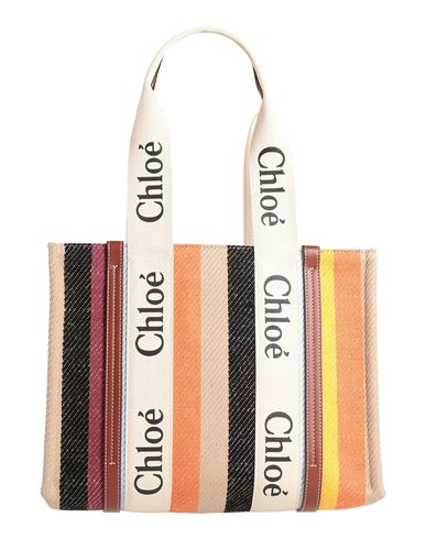 Chloé Woman Handbag Orange Size - Cotton, Jute, Calfskin, Polyester In Orange