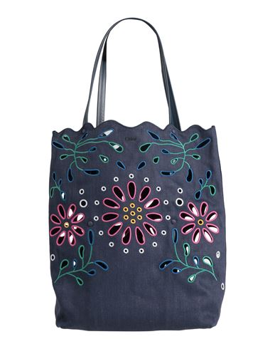 Chloé Woman Handbag Midnight Blue Size - Linen, Calfskin