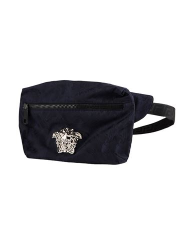 Versace Woman Belt Bag Navy Size - Polyamide, Calfskin In Blue