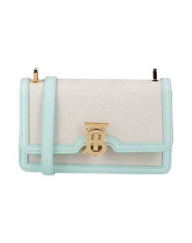 Burberry Woman Cross-body Bag Turquoise Size - Cotton, Leather In Blue