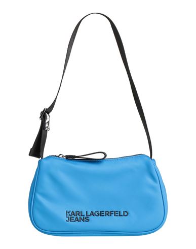 Karl Lagerfeld Jeans Woman Shoulder Bag Azure Size - Recycled Polyamide, Polyurethane In Blue