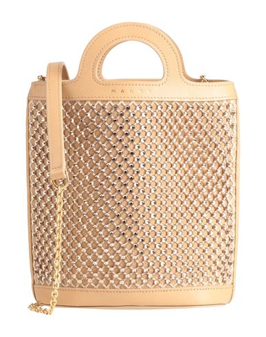 Marni Woman Cross-body Bag Beige Size - Leather, Textile Fibers In Sand