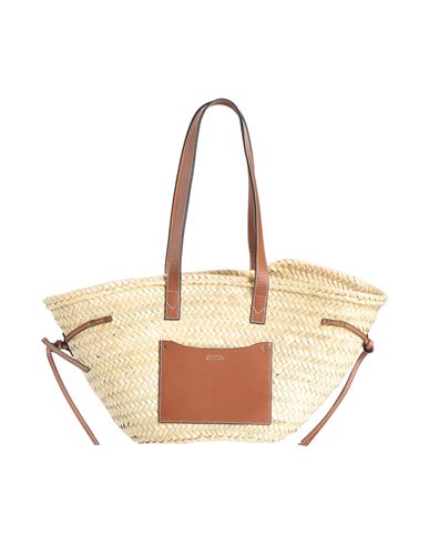 Isabel Marant Woman Shoulder Bag Beige Size - Straw, Calfskin In Sand