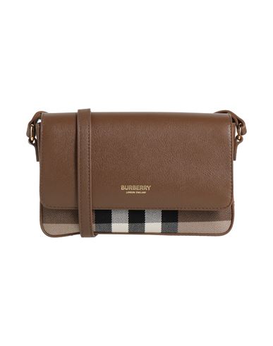 Burberry Woman Cross-body Bag Brown Size - Calfskin, Textile Fibers