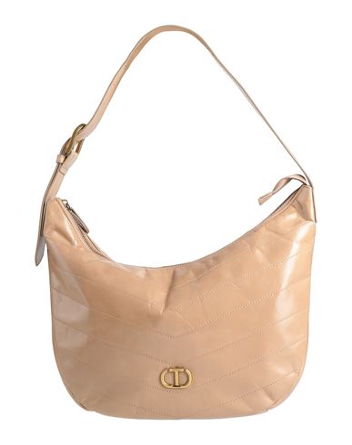 Twinset Woman Handbag Light Brown Size - Cow Leather In Sand