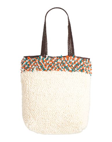 En Shalla Woman Shoulder Bag Ivory Size - Textile Fibers, Leather In White