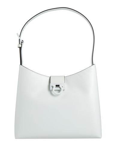 Ferragamo Trifolio Sh Woman Shoulder Bag Light Grey Size - Calfskin In White