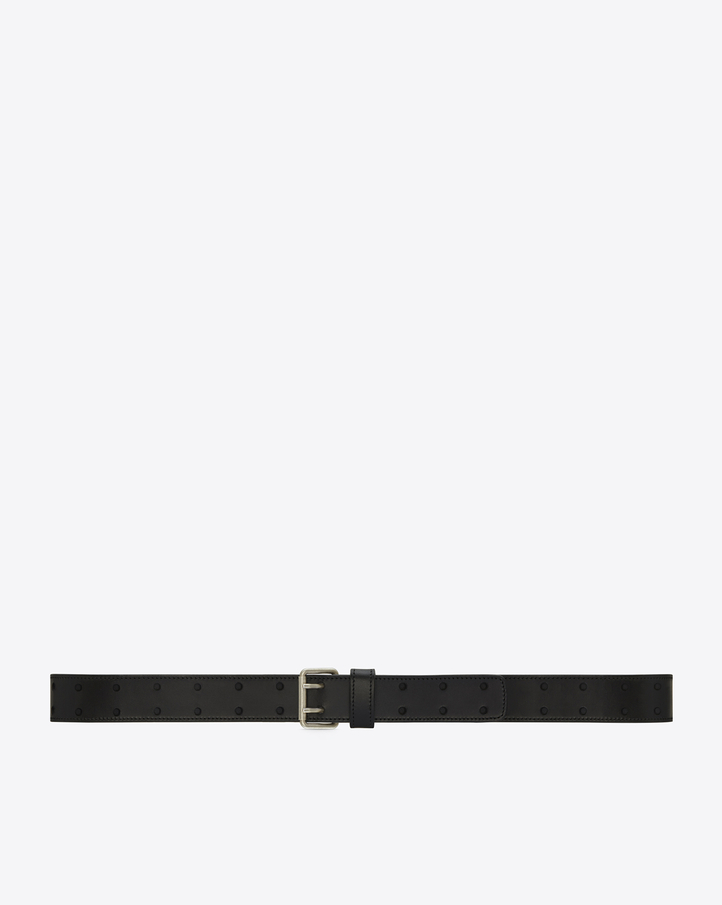Saint Laurent Classic Perforated Belt In Black Leather | ysl.com