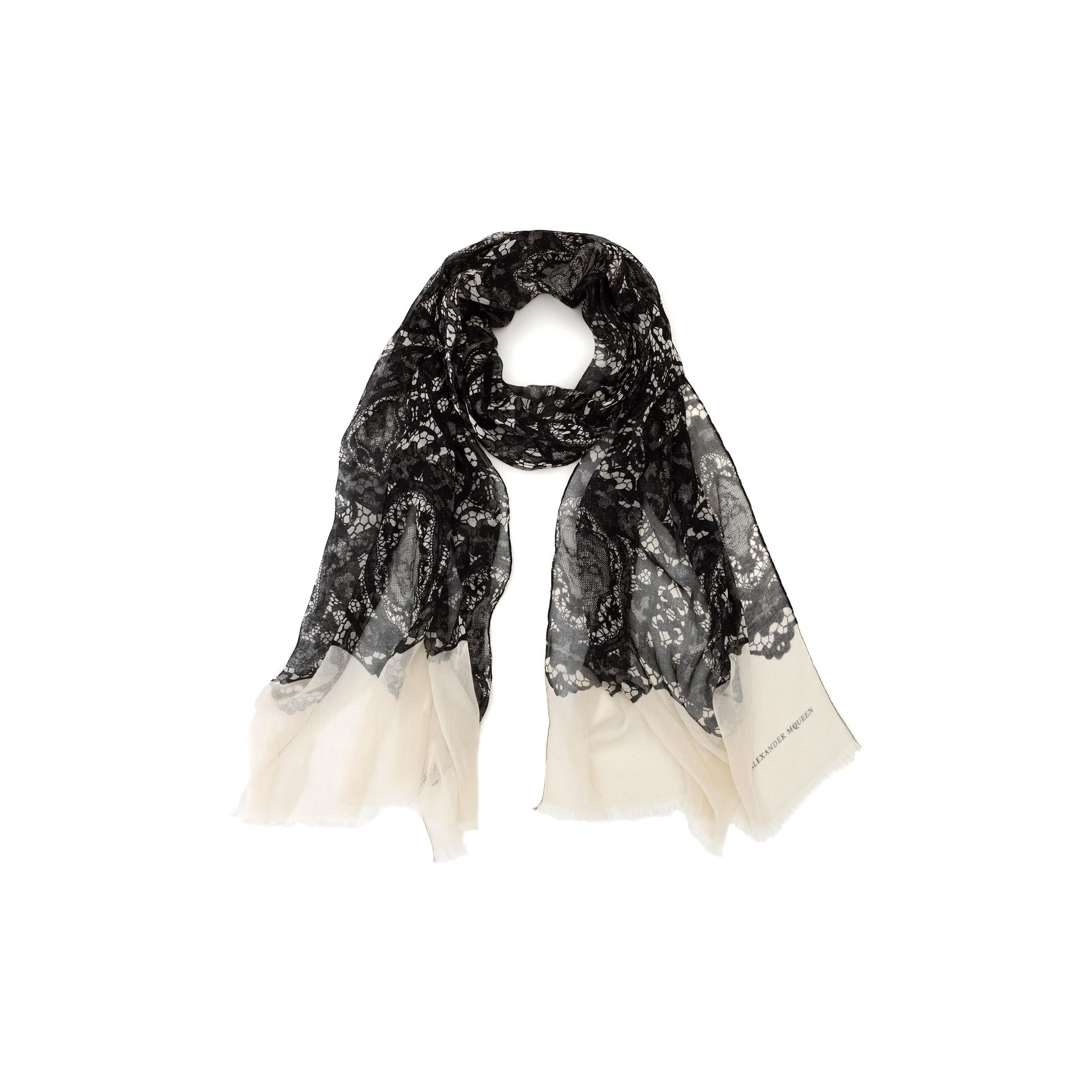 Oval Skull Lace Print Scarf Alexander McQueen | Men's Scarf | Ties And ...