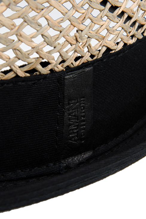 armani collezioni men hat - narrow brimmed straw hat armani