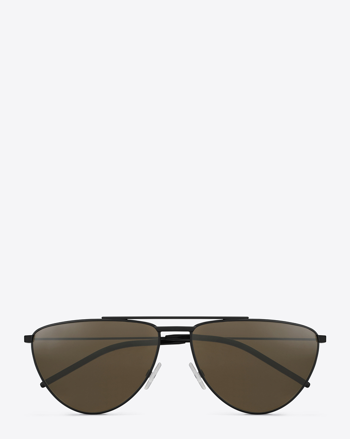 Saint Laurent Saint Laurent 18 Sunglasses In Matte Black Stainless ...