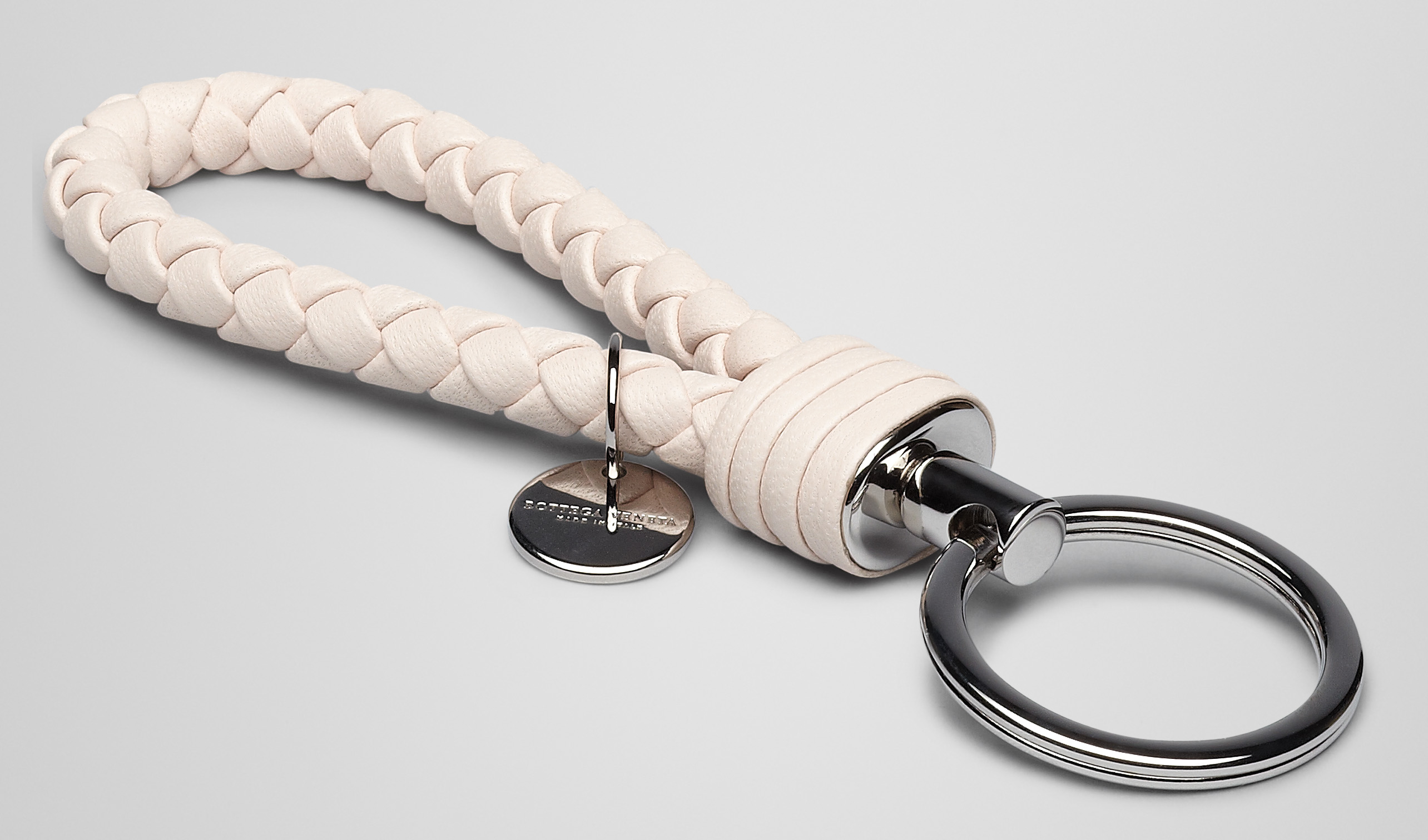 金桐色编织小羊皮metallizzato钥匙扣