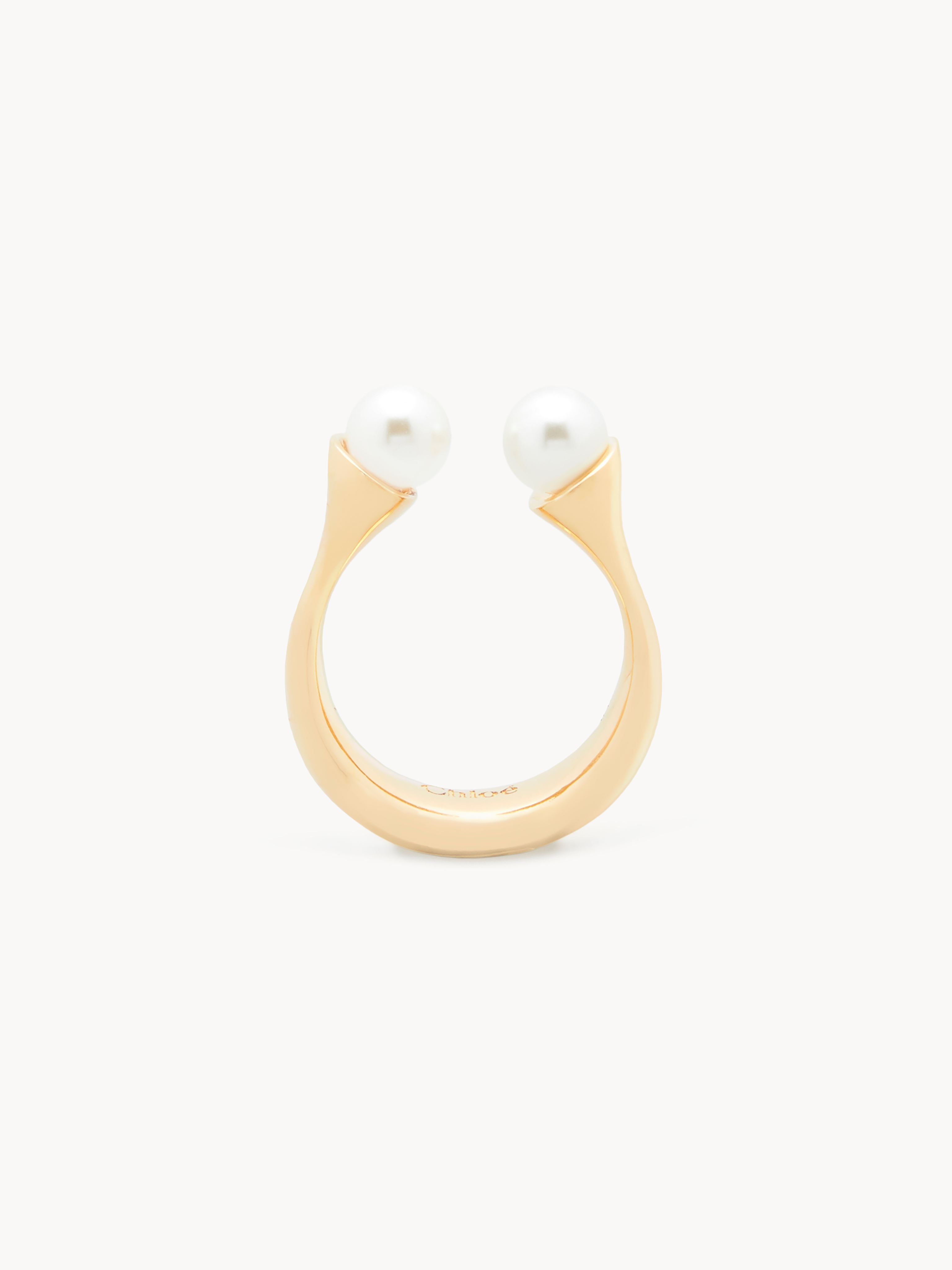 CHLOÉ Darcey round ring Women's Pearl Size L-½ 100% Brass ...