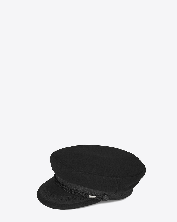 Saint Laurent Sailor Hat In Black Wool | YSL.com