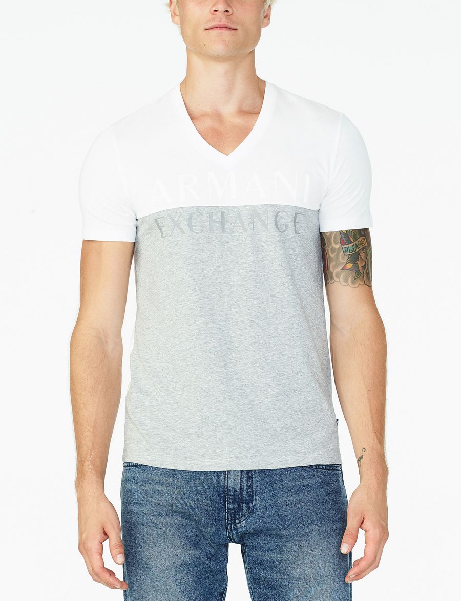 Armani Exchange ‎PIECED COLORBLOCK V NECK ‎, ‎Logo T Shirt ‎ for ‎Men ...