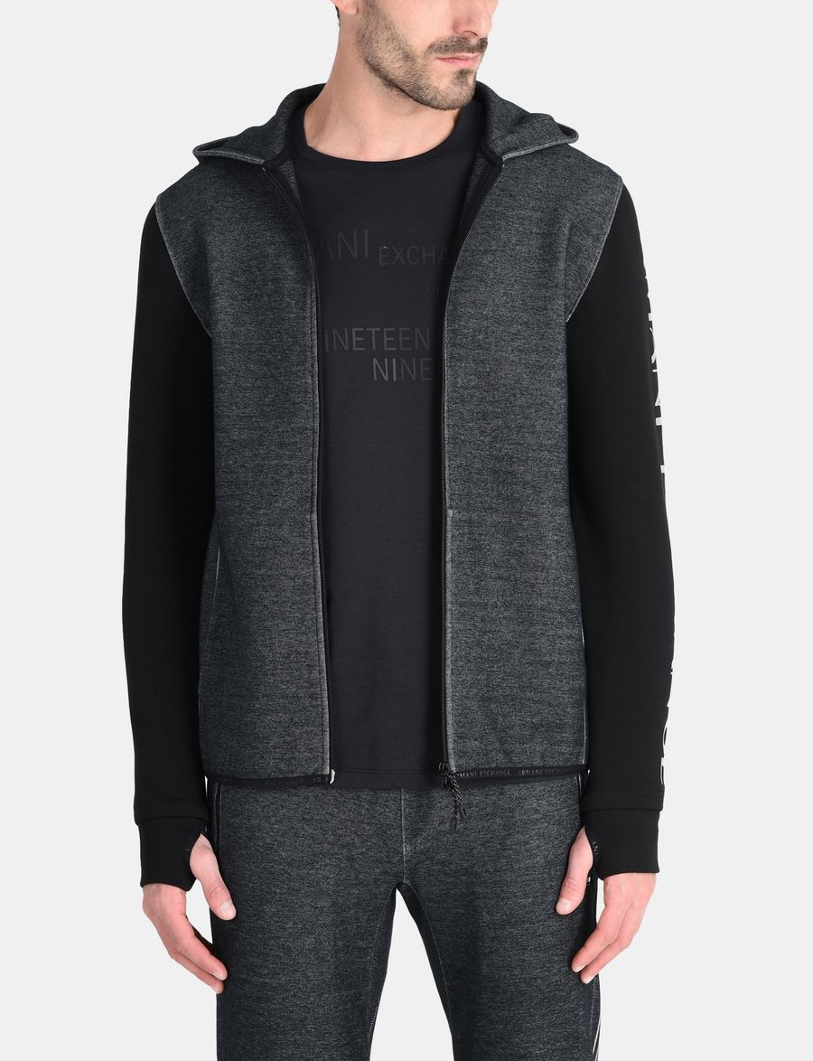 Armani Exchange CLASSIC BICOLOR LOGO HOODIE, Fleece Jacket for Men | A ...