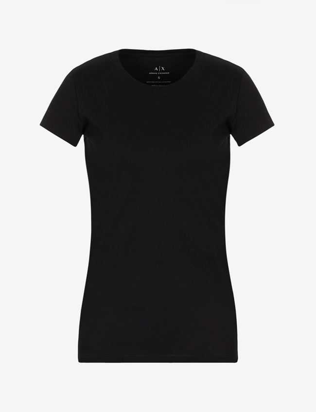 Armani Exchange T-Shirt A Tinta Unita Nero Cotone