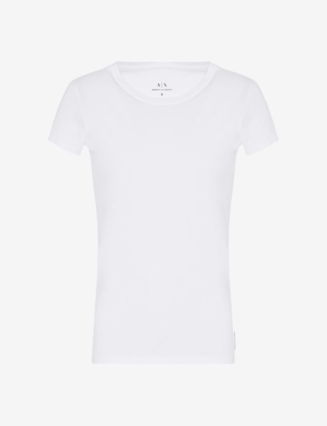 Armani Exchange T-Shirt A Tinta Unita Bianco Cotone
