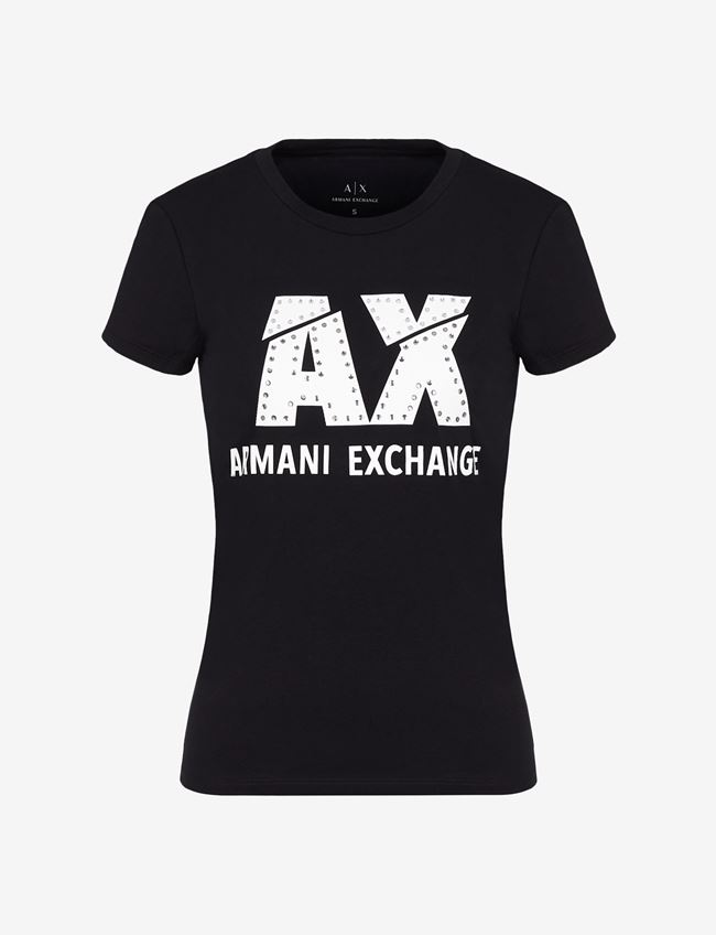 Armani Exchange T-Shirt Con Logo Nero Cotone, Elastam
