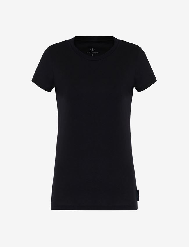 Armani Exchange T-Shirt A Tinta Unita Blu Navy Cotone