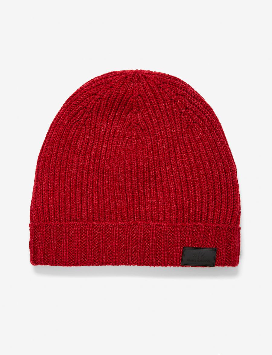 Armani Exchange RIB KNIT LOGO BEANIE, Hat for Men  AX 