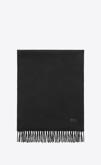 Knit Fringed Scarf in Black Cashmere
