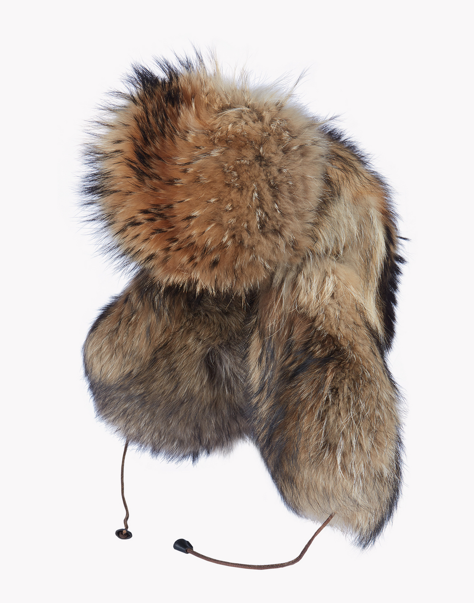Dsquared2 Iconic Racoon Fur Hat Light Brown - Hats for Men | Official Store