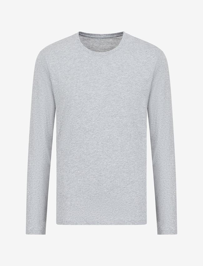 Armani Exchange T-Shirt A Tinta Unita Grigio Chiaro Cotone